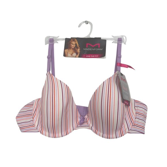 Maidenform Women One Fab Fit Demi Coverage T-Shirt Bra Striped Size 38B - Picture 1 of 7